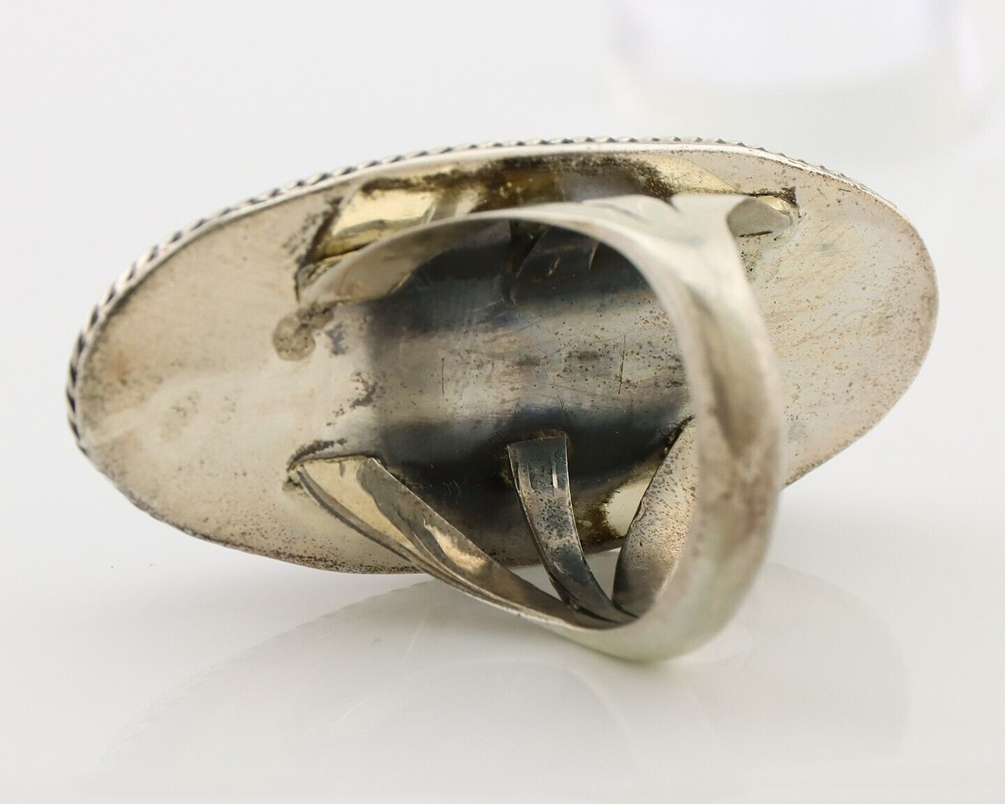 Navajo Handmade Ring 925 Silver Kingman Turquoise Artist Signed C.80's