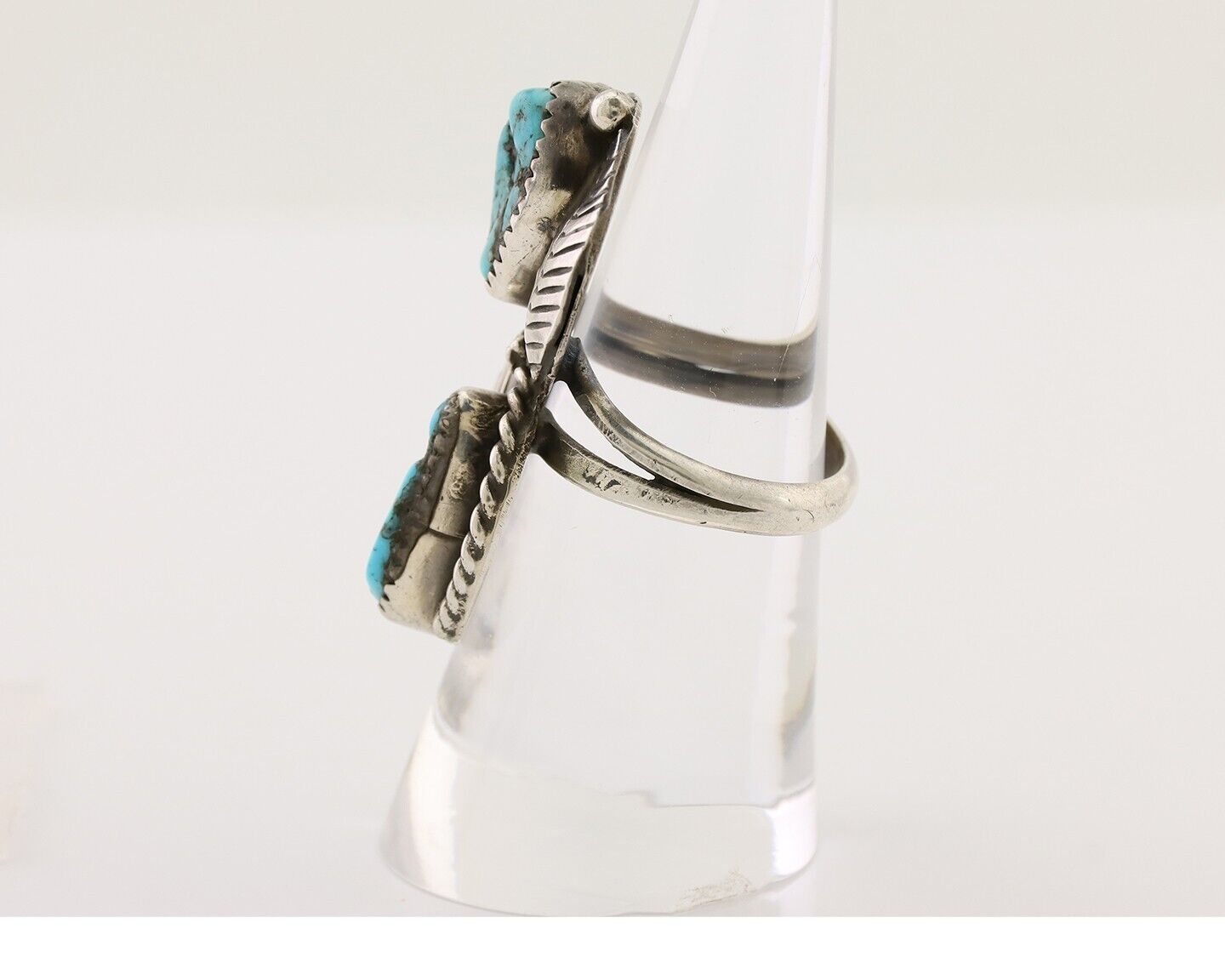 Navajo Handmade Ring 925 Silver Natural Tuquoise Native American Artist C.80's