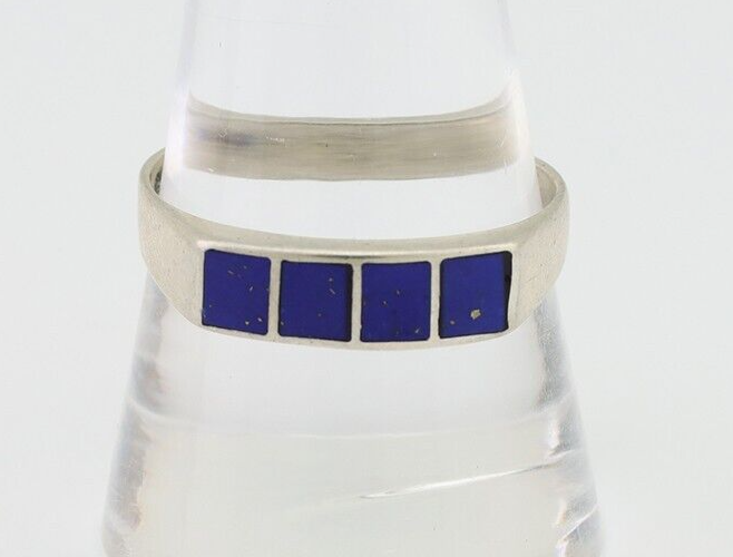 Navajo Handmade Ring 925 Silver Natural Lapis Lazuli Artist Signed SC C.80's