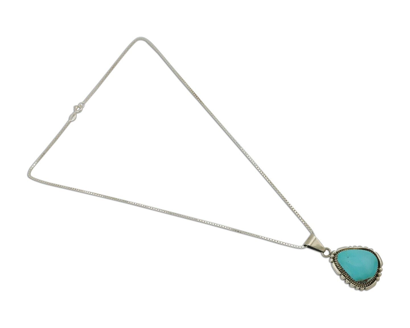 Navajo Necklace 925 Silver Kingman Turquoise B Yazzie C.80s