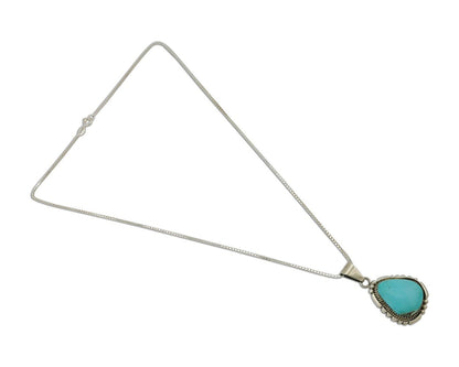 Navajo Necklace 925 Silver Kingman Turquoise B Yazzie C.80s
