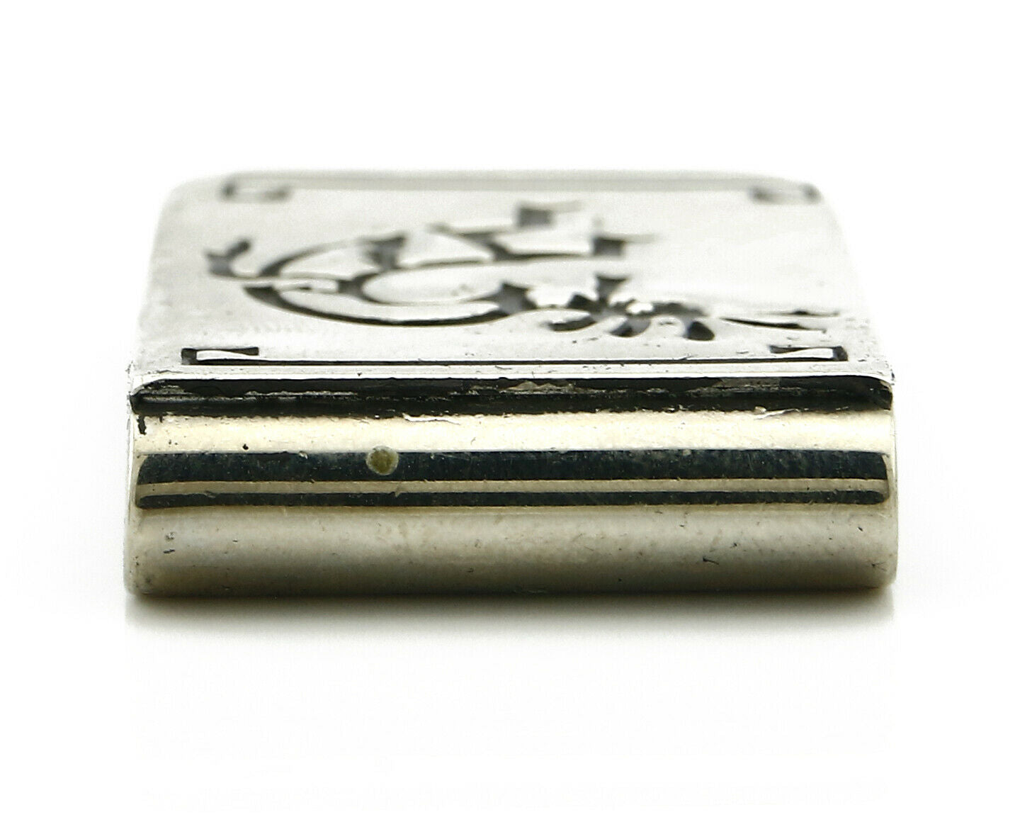 Navajo Money Clip .925 Silver & Nickle Hand Stamped Artist Native C.80's-90's