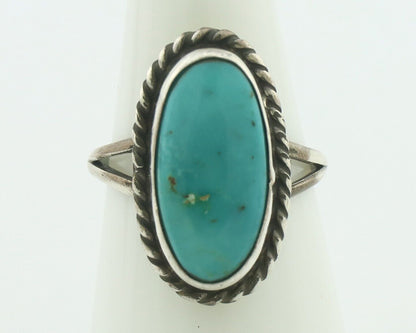 Navajo Ring 925 Silver Natural Blue Turquoise Signed M Montoya C.80's