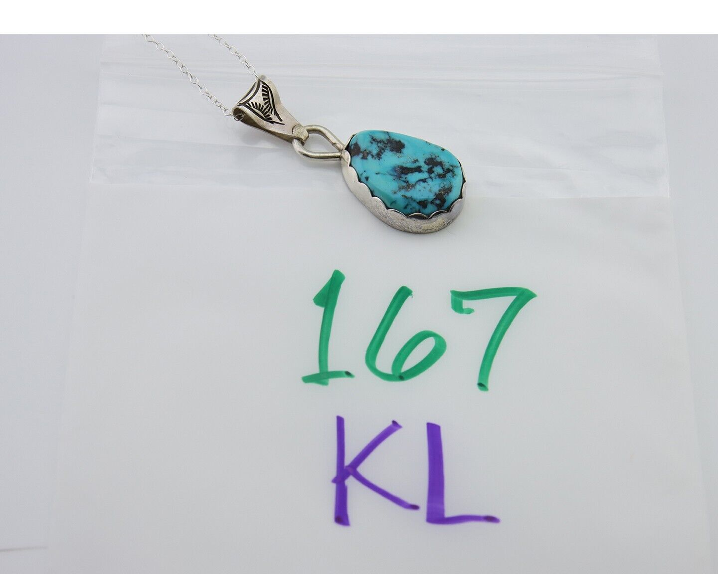 Navajo Necklace 925 Silver Natural Blue Turquoise Artist Tony Guerro C.80's