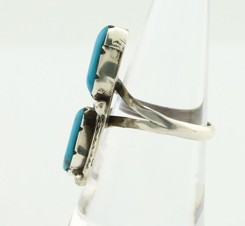 Navajo Ring 925 Silver Blue Turquoise Artist Signed K C.80's