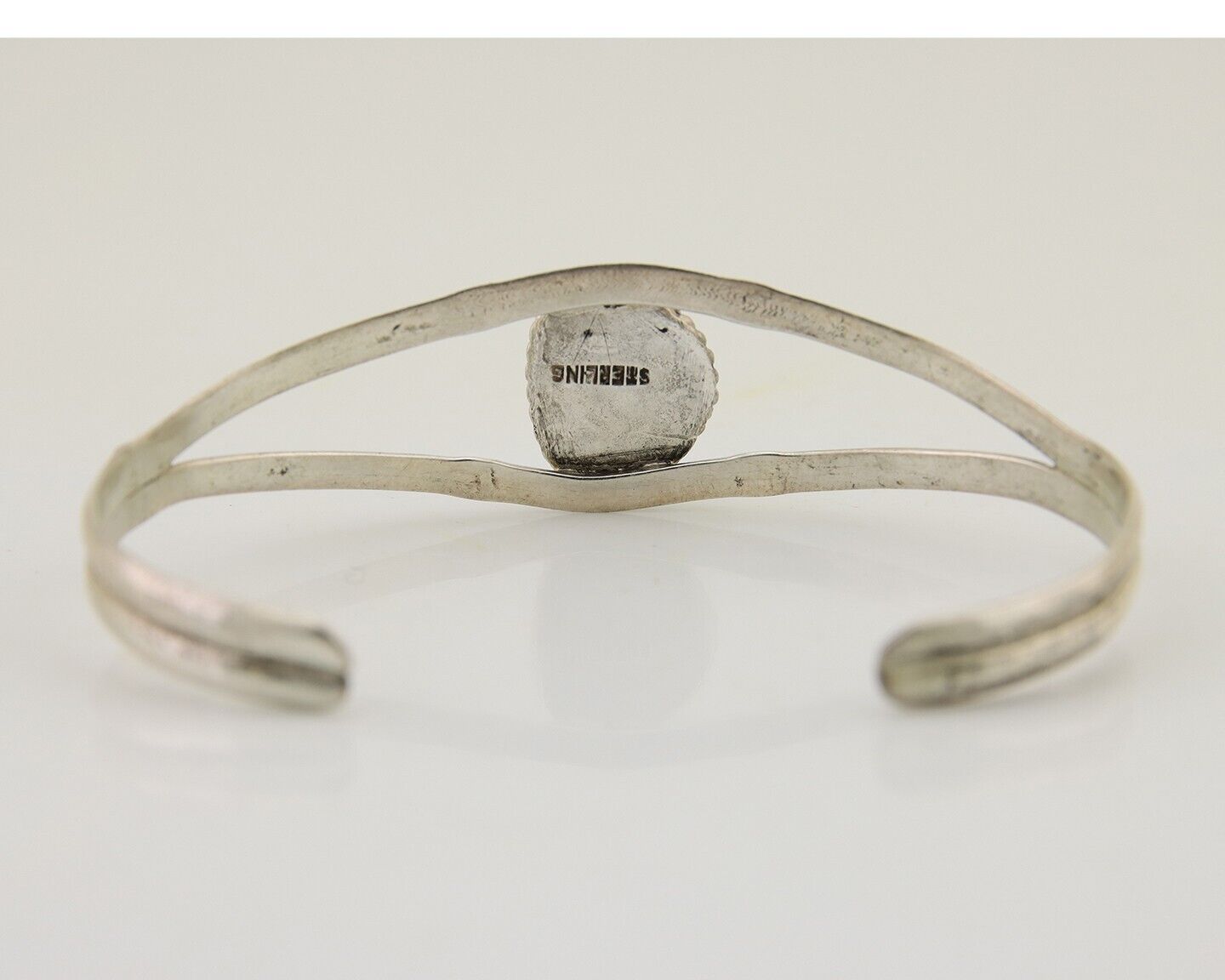 Navajo Hand Stamped Cuff Bracelet Turquoise 925 Silver Native American Artist