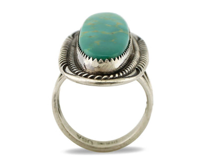 Navajo Ring 925 Silver Natural Mined Turquoise Artist Signed USA C.80s
