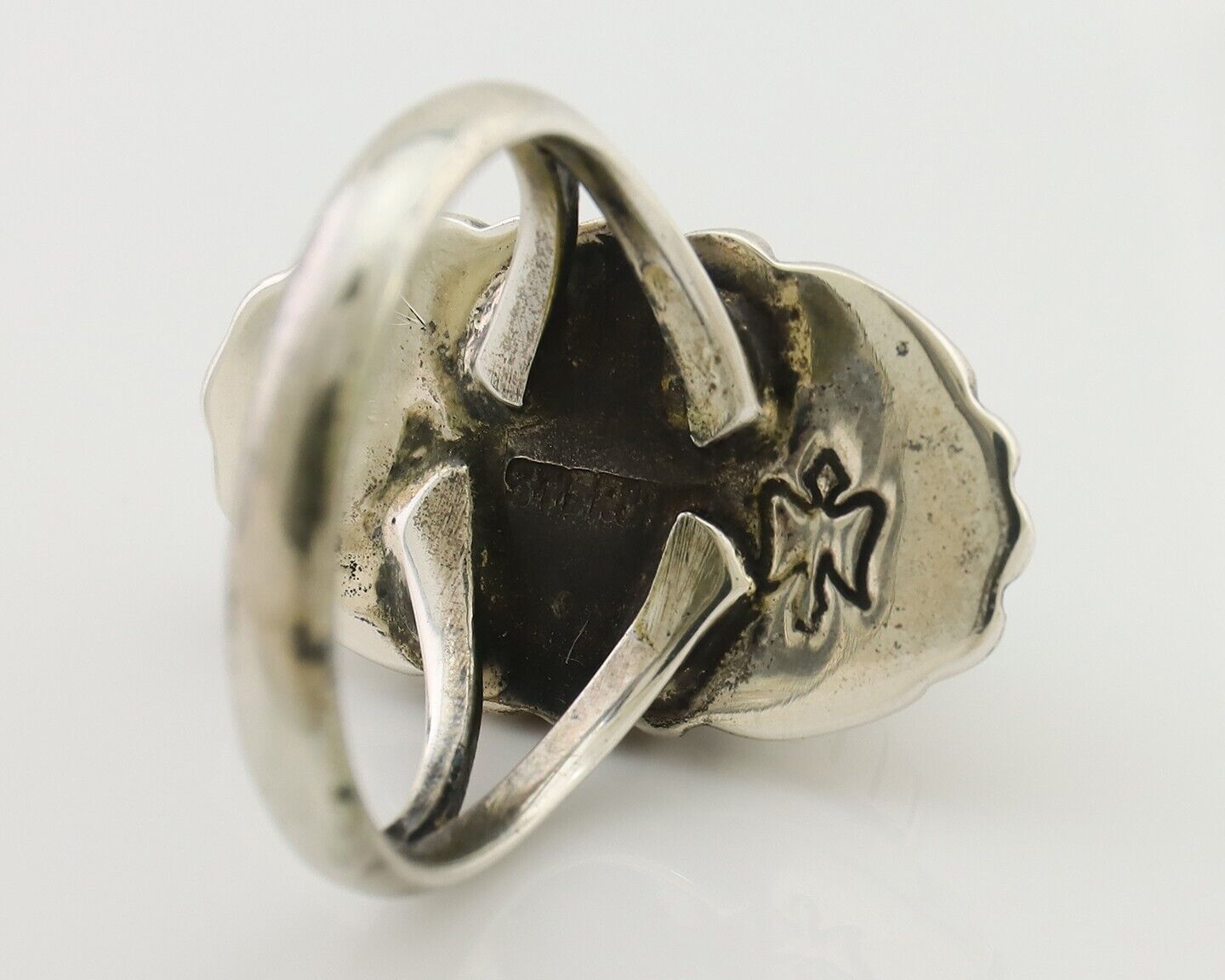 Navajo Ring 925 Silver Kingman Turquoise Signed M Montoya Size 9.25 C.80's