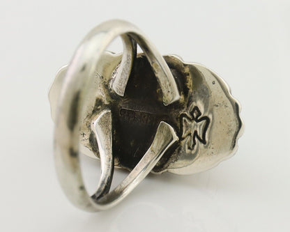 Navajo Ring 925 Silver Kingman Turquoise Signed M Montoya Size 9.25 C.80's