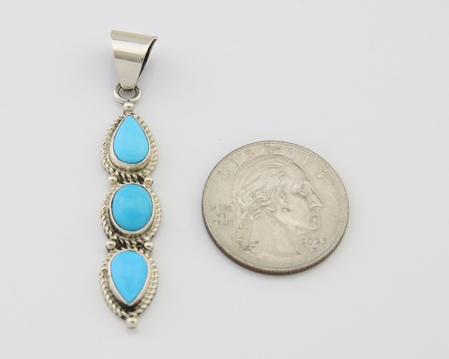 Navajo Necklace 925 Silver Natural Turquoise Artist Kathllen Chavez C.80's