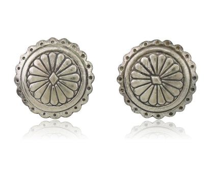 Navajo Small Shield Earrings 925 Silver Native American Artist C.80's