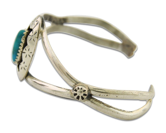 Navajo Cuff Bracelet 925 Silver Turquoise Cuff Artist Signed IJC C.80's