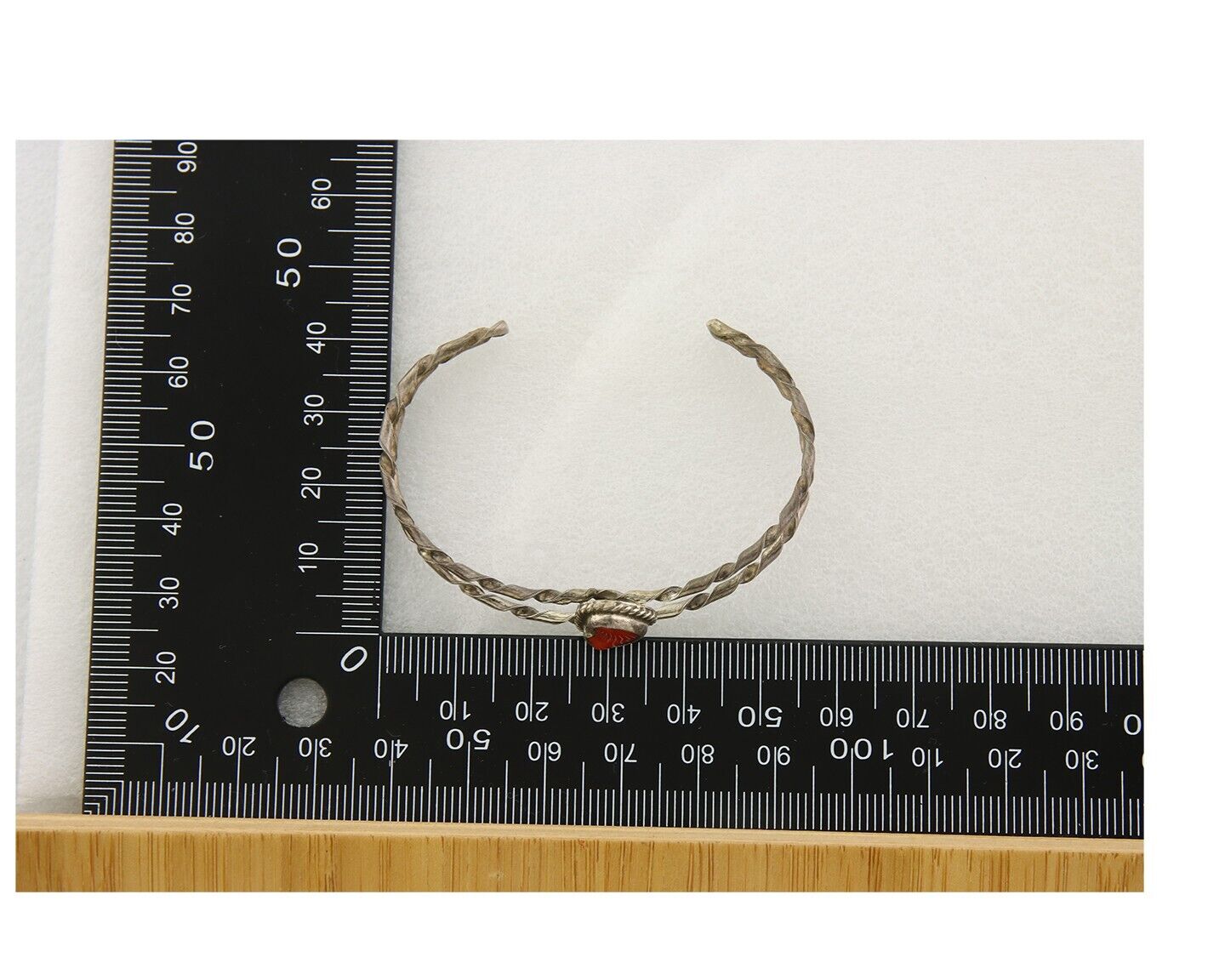 Navajo Bracelet .925 Silver Mediterranean Red Coral Cuff Native Artist C.80's