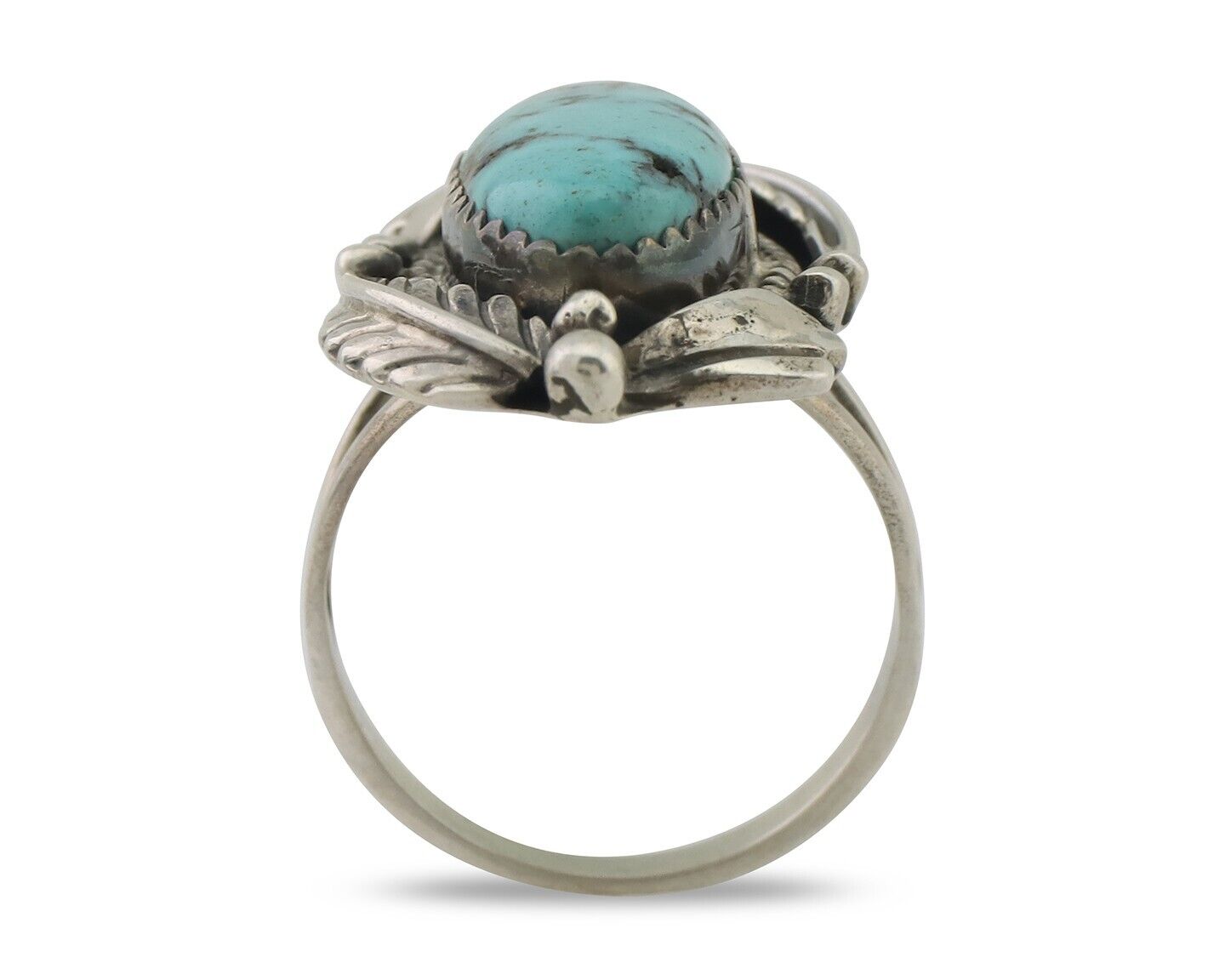 Navajo Ring 925 Silver Beautiful Blue Turquoise Native American Artist C.80's