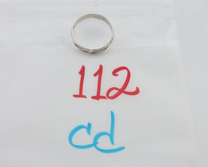 Navajo Hand Stamped Band 925 Silver 5.0 mm Signed Larry Chavez Size 11.75 C.80's
