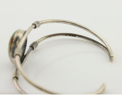 Navajo Bracelet 925 Silver Natural Green Turquoise Native American Artist C.80's
