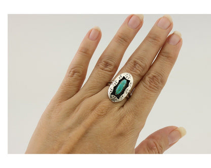 Navajo Ring 925 Silver Natural Blue Turquoise Native American Artist C.80's