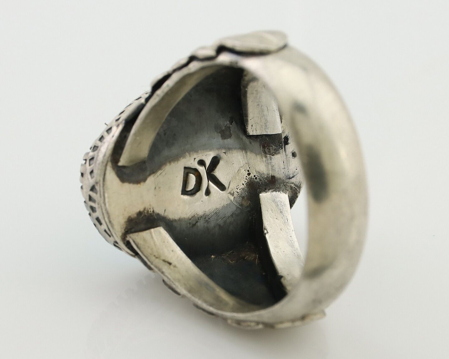 Navajo Ring 925 Silver Blue Sleeping Beauty Turquoise Artist Signed DK C.80's