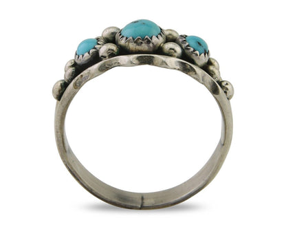 Navajo Ring 925 Silver Natural Blue Turquoise Native Artist Signed SC C.80's