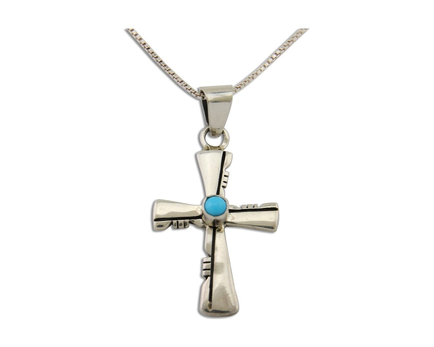 Navajo Necklace 925 Silver Natural Turquoise Native Artist Signed C.80's