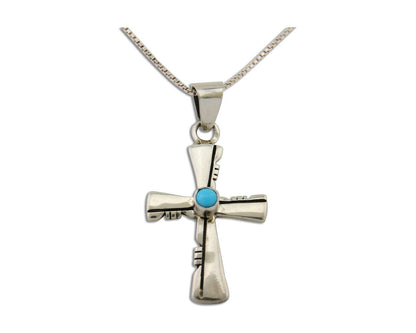 Navajo Necklace 925 Silver Natural Turquoise Native Artist Signed C.80's