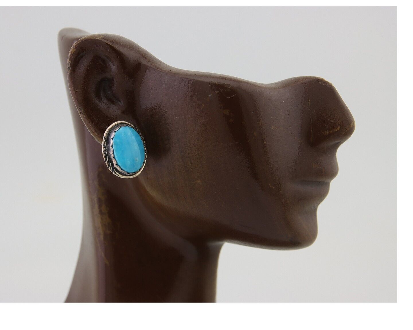 Navajo Earrings 925 Blue Kingman Turquoise Native American Artist C80s