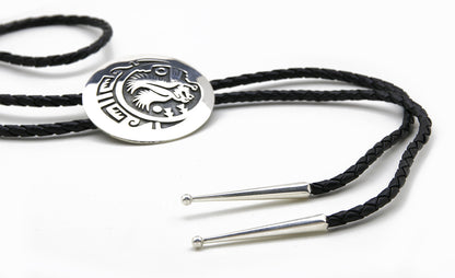 Navajo Artist Sharon Cisco Round Eagle Scenic 925 Solid Sterling Silver Bolo Tie