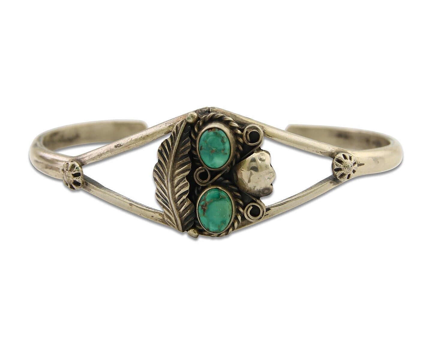 Navajo Bracelet 925 Silver Cuff Turquoise Handmade Native Artist C.80's