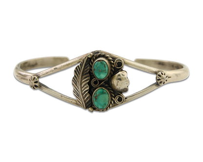 Navajo Bracelet 925 Silver Cuff Turquoise Handmade Native Artist C.80's