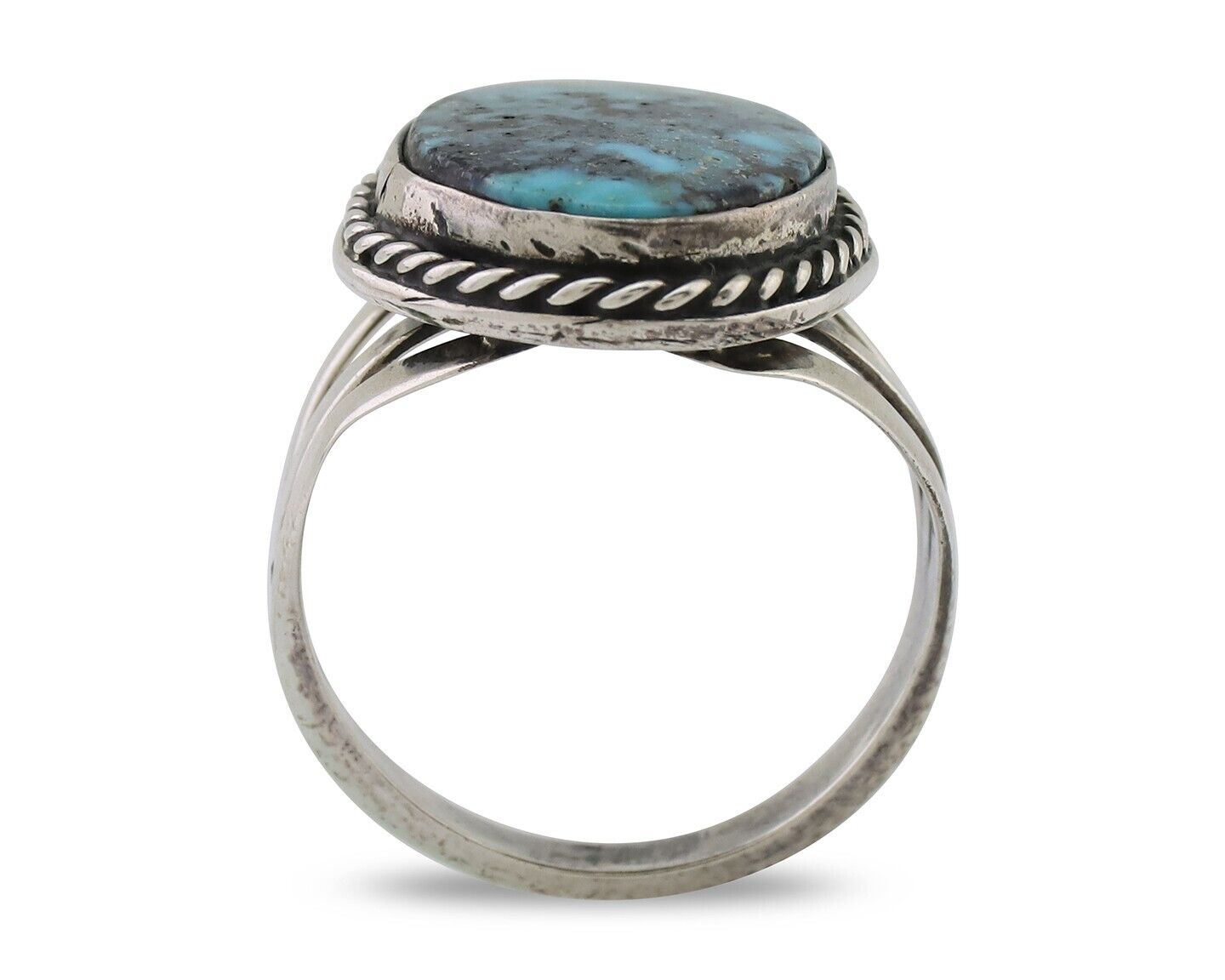 Navajo Ring 925 Silver Natural Turquoise Native American Artist Size 7.25 C.80's