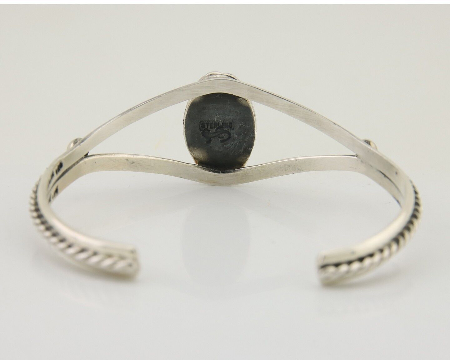 Navajo Bracelet 925 Silver Blue Turquoise Artist Signed Gecko C.80's