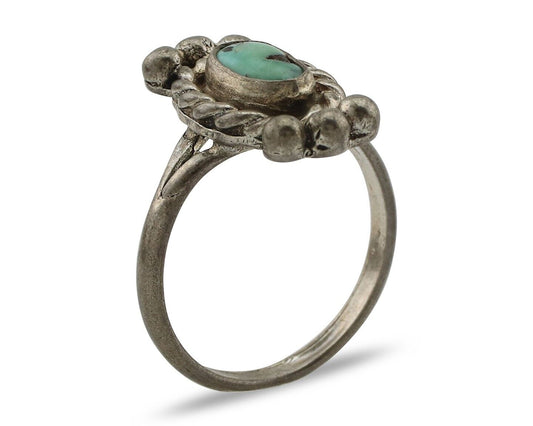 Navajo Ring 925 Silver Natural Blue Turquoise Native American Artist C.1980's