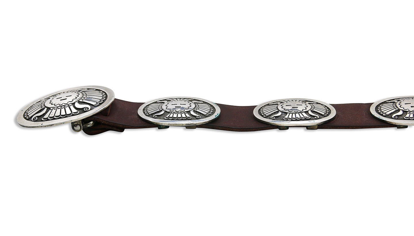 VTG Unworn Navajo Benny Benally .925 Silver Handmade Concho Belt