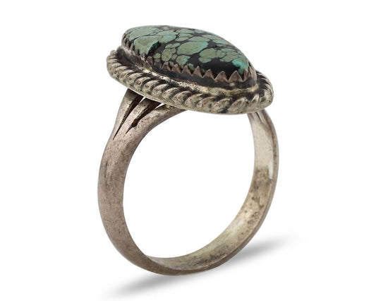 Navajo Ring 925 Silver Blue Turquoise Native American Artist C.80's