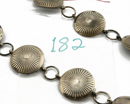 Navajo C.1980's Handmade .925 Silver Hand Stamped Concho Belt 36in Long