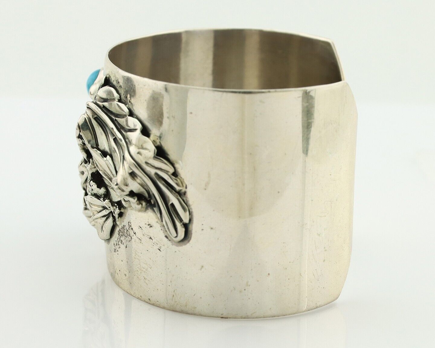 Navajo Bracelet 925 Silver Natural Blue Turquoise Signed David Zachary C.80's