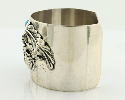 Navajo Bracelet 925 Silver Natural Blue Turquoise Signed David Zachary C.80's