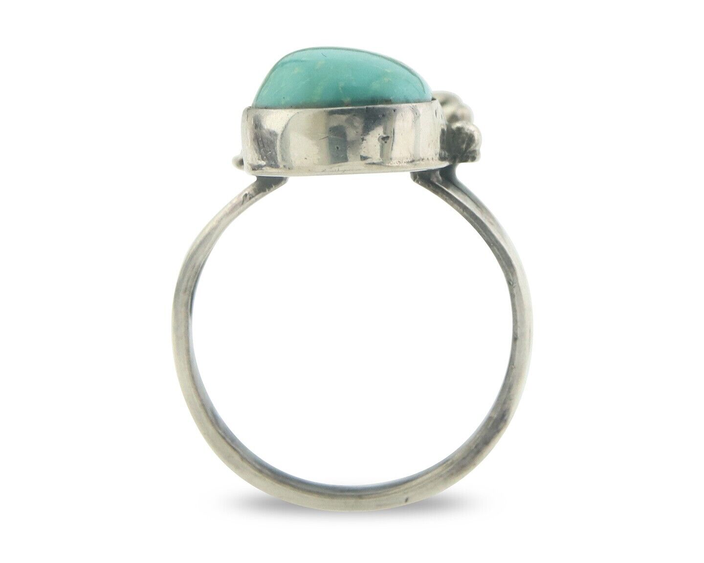 Navajo Ring 925 Sterling Turquoise Handmade Native Artist C.80's Size 6.5