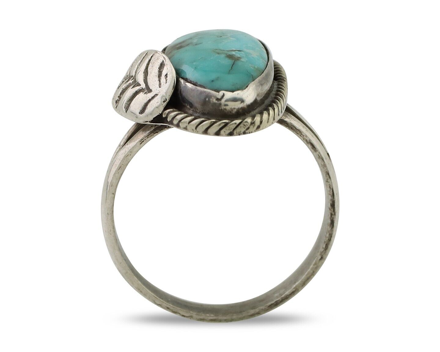 Navajo Handmade Ring 925 Silver Natural Turquoise Native American Artist C.80's
