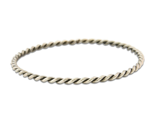 Navajo Bangle Bracelet 925 Silver Hand Stamped Twist Native American Artist C80s