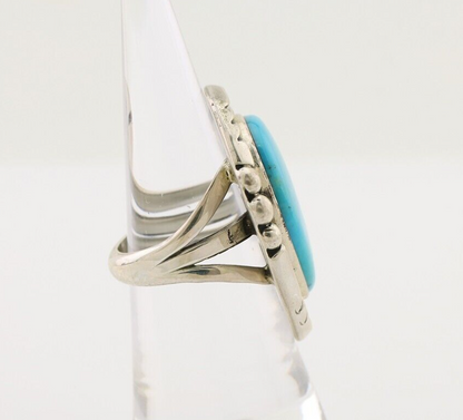 Navajo Handmade Ring 925 Silver Natural Turquoise Artist Signed Ben S C.80's