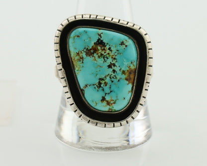 Navajo Handmade Ring 925 Silver Natural Turquoise Signed M Montoya C.80's