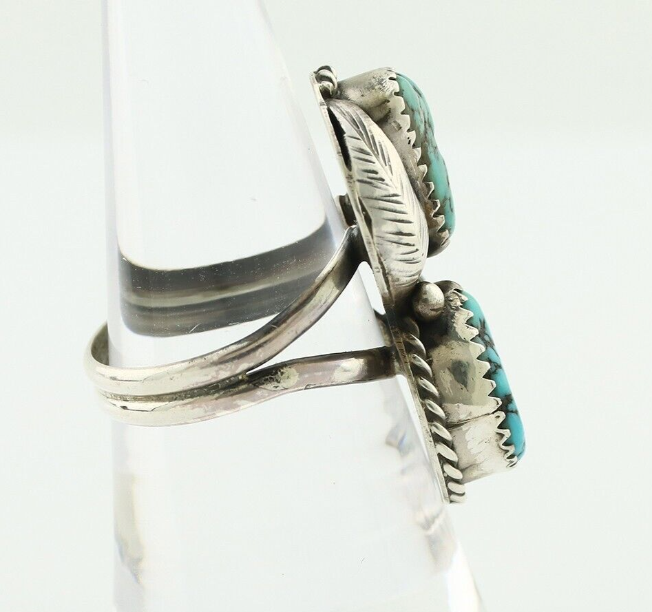 Navajo Ring 925 Silver Blue Sleeping Beauty Turquoise Native Artist C.80's