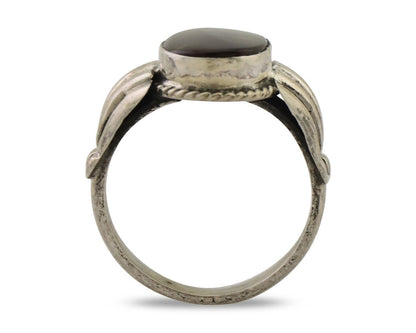 Navajo Handmade Ring 925 Silver Natural Fire Opal Native Artist Size 6.5 C.80's