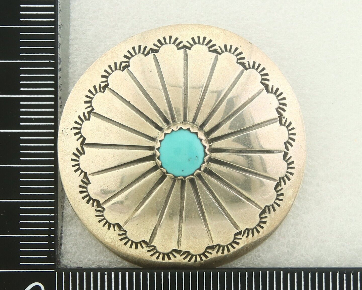 Navajo Earrings 925 Silver Handmade Concho Natural Turquoise Native Artist C80s