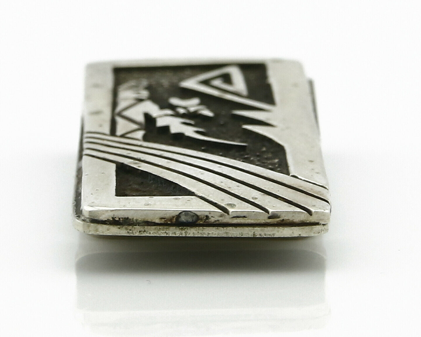 Navajo Money Clip .925 Silver & Nickle Hand Stamped Artist Richard Begay
