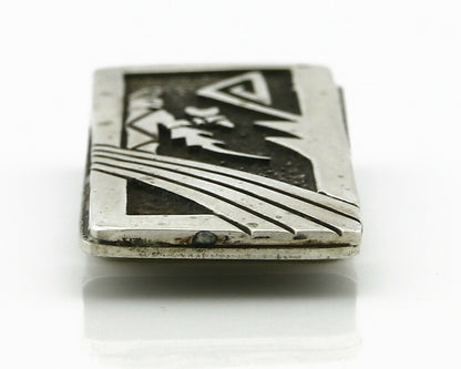 Navajo Money Clip .925 Silver & Nickle Hand Stamped Artist Richard Begay