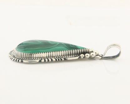 Navajo Sterling Silver Pendant Malachite Vintage Handmade Signed George Begay