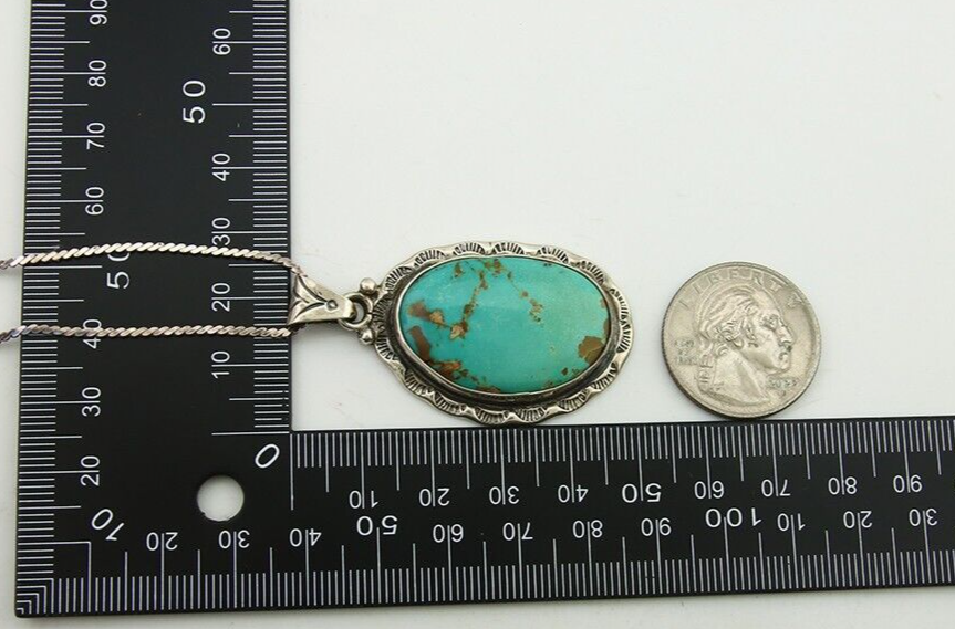 Navajo Necklace 925 Silver Natural Turquoise Artist Signed M Montoya C.80's
