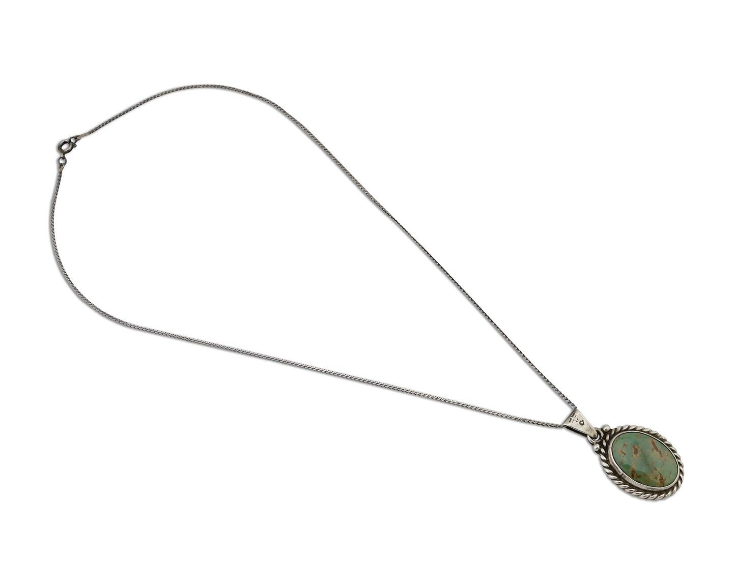 Navajo Pendant 925 Silver Natural Green Turquoise Signed M Montoya C.90s
